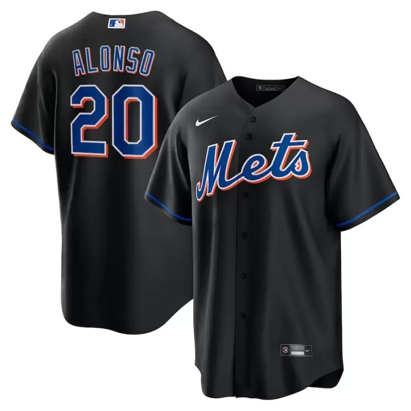 Men's New York Mets Pete Alonso Nike Black 2022 Alternate Replica Player Jersey Men's New York Mets Pete Alonso Nike Black 2022 Alternate Replica Player Jersey