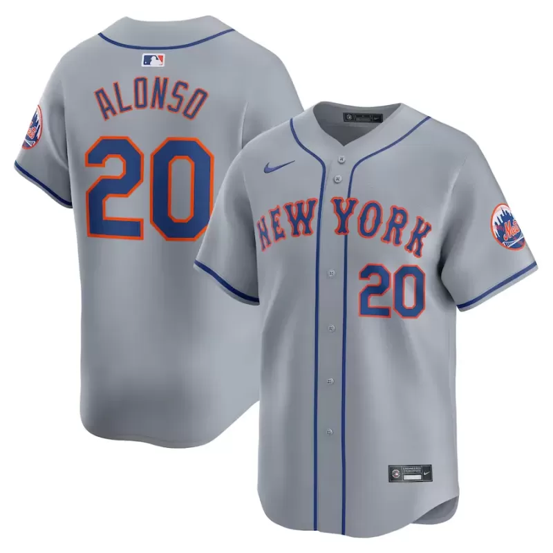 Men's New York Mets Pete Alonso Nike Gray Away Limited Player Jersey Men's New York Mets Pete Alonso Nike Gray Away Limited Player Jersey