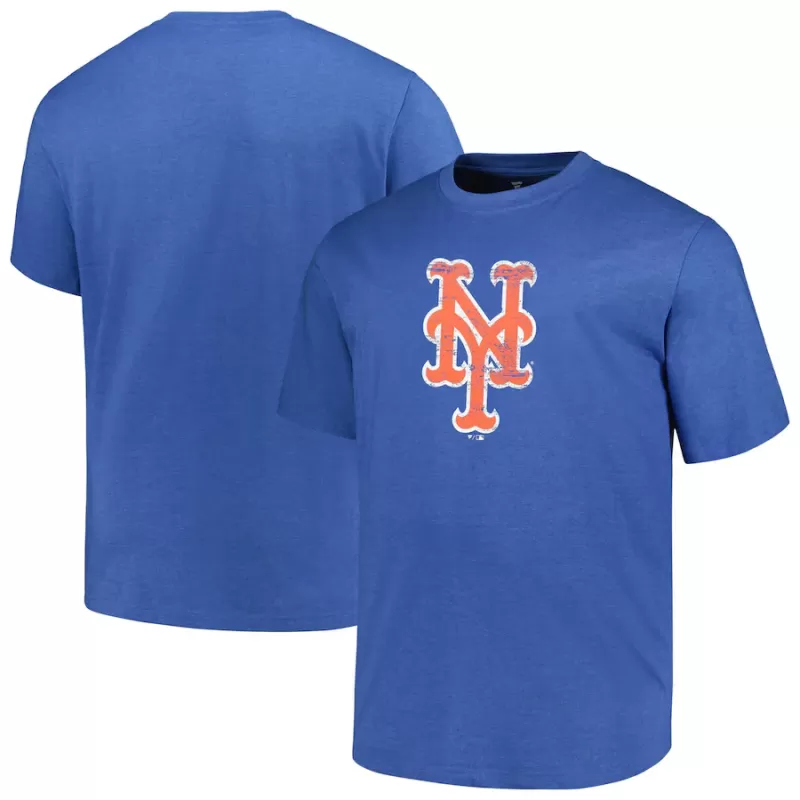 Men's New York Mets Profile Heather Royal Big & Tall Weathered Logo T-Shirt Men's New York Mets Profile Heather Royal Big & Tall Weathered Logo T-Shirt