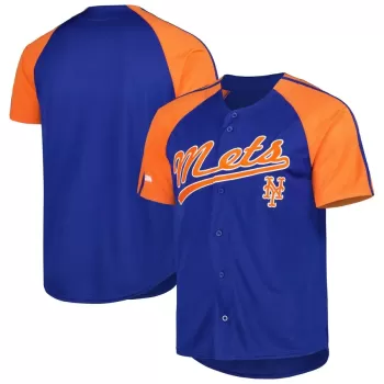 Men's New York Mets Stitches Royal Button-Down Raglan Fashion Jersey Men's New York Mets Stitches Royal Button-Down Raglan Fashion Jersey
