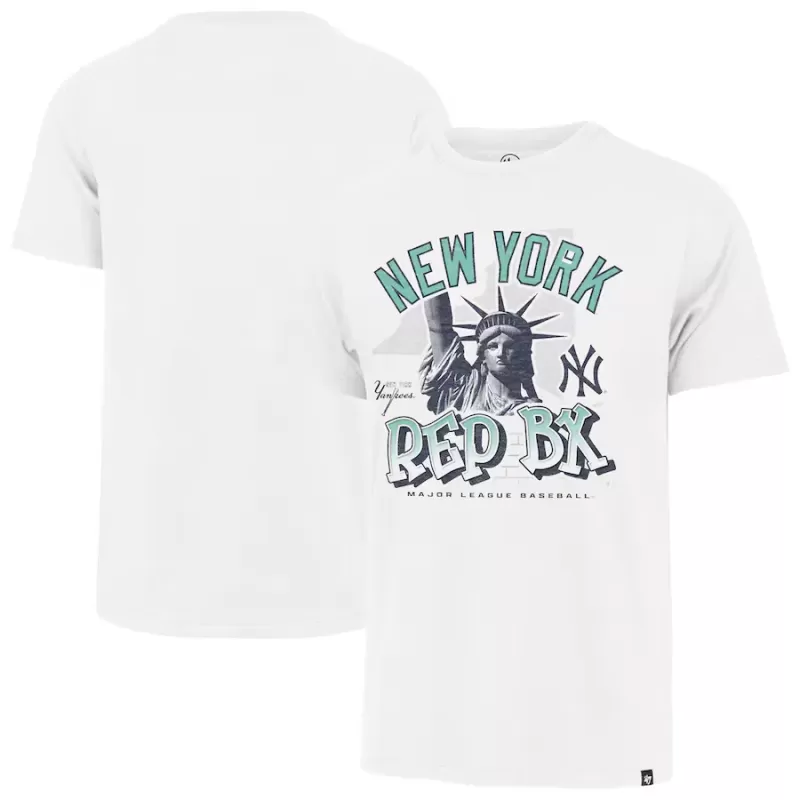 Men's New York Yankees '47 White Distressed Statue T-Shirt Men's New York Yankees '47 White Distressed Statue T-Shirt