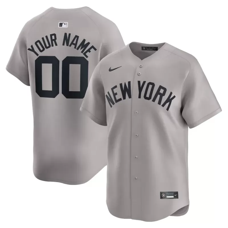 Men's New York Yankees Nike Gray Away Limited Custom Jersey Men's New York Yankees Nike Gray Away Limited Custom Jersey