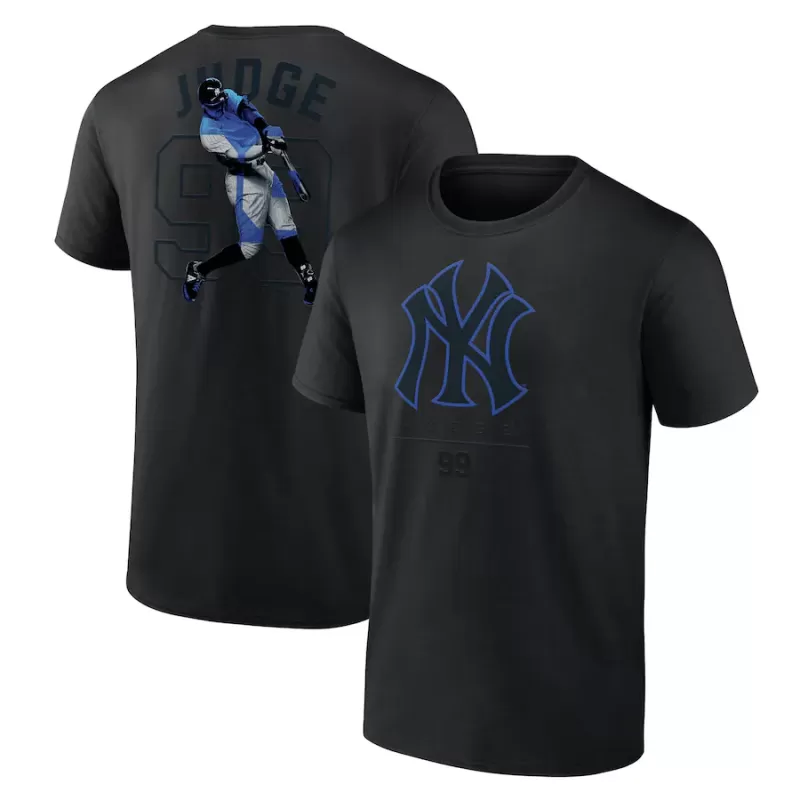 Men's New York Yankees Aaron Judge Black Double Play Name & Number T-Shirt Men's New York Yankees Aaron Judge Black Double Play Name & Number T-Shirt