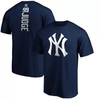 Men's New York Yankees Aaron Judge Navy Playmaker Name & Number T-Shirt Men's New York Yankees Aaron Judge Navy Playmaker Name & Number T-Shirt