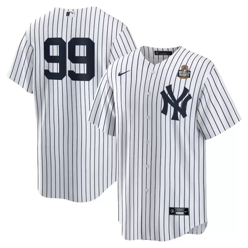Men's New York Yankees Aaron Judge Nike White 2024 World Series Home Replica Player Jersey Men's New York Yankees Aaron Judge Nike White 2024 World Series Home Replica Player Jersey