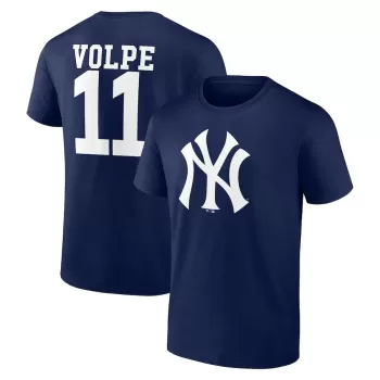 Men's New York Yankees Anthony Volpe Navy Player Icon Name & Number T-Shirt