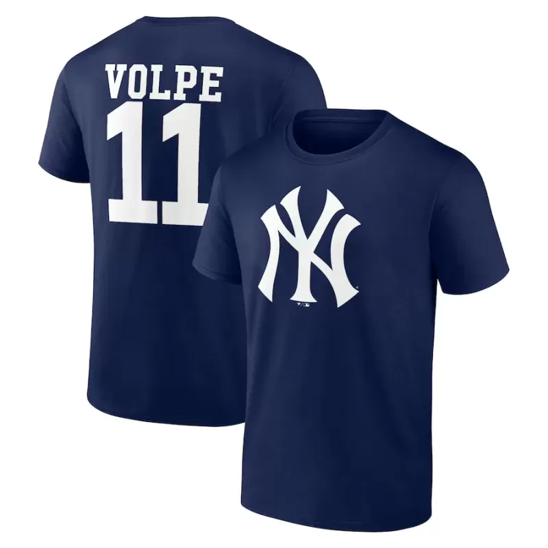 Men's New York Yankees Anthony Volpe Navy Player Icon Name & Number T-Shirt