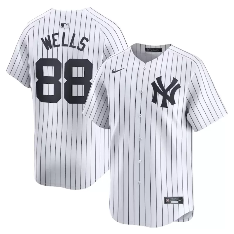 Men's New York Yankees Austin Wells Nike White Home Limited Player Jersey Men's New York Yankees Austin Wells Nike White Home Limited Player Jersey