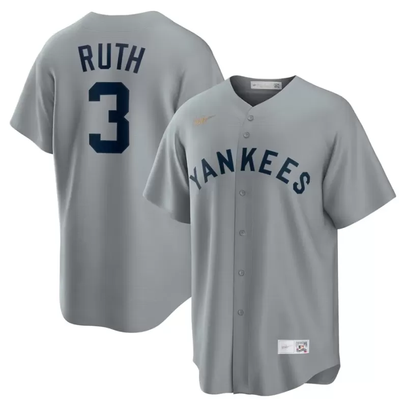 Men's New York Yankees Babe Ruth Nike Gray Road Cooperstown Collection Player Jersey Men's New York Yankees Babe Ruth Nike Gray Road Cooperstown Collection Player Jersey