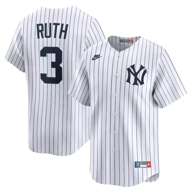 Men's New York Yankees Babe Ruth Nike White Throwback Cooperstown Collection Limited Jersey Men's New York Yankees Babe Ruth Nike White Throwback Cooperstown Collection Limited Jersey