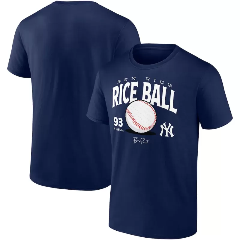 Men's New York Yankees Ben Rice Navy Rice Ball T-Shirt Men's New York Yankees Ben Rice Navy Rice Ball T-Shirt