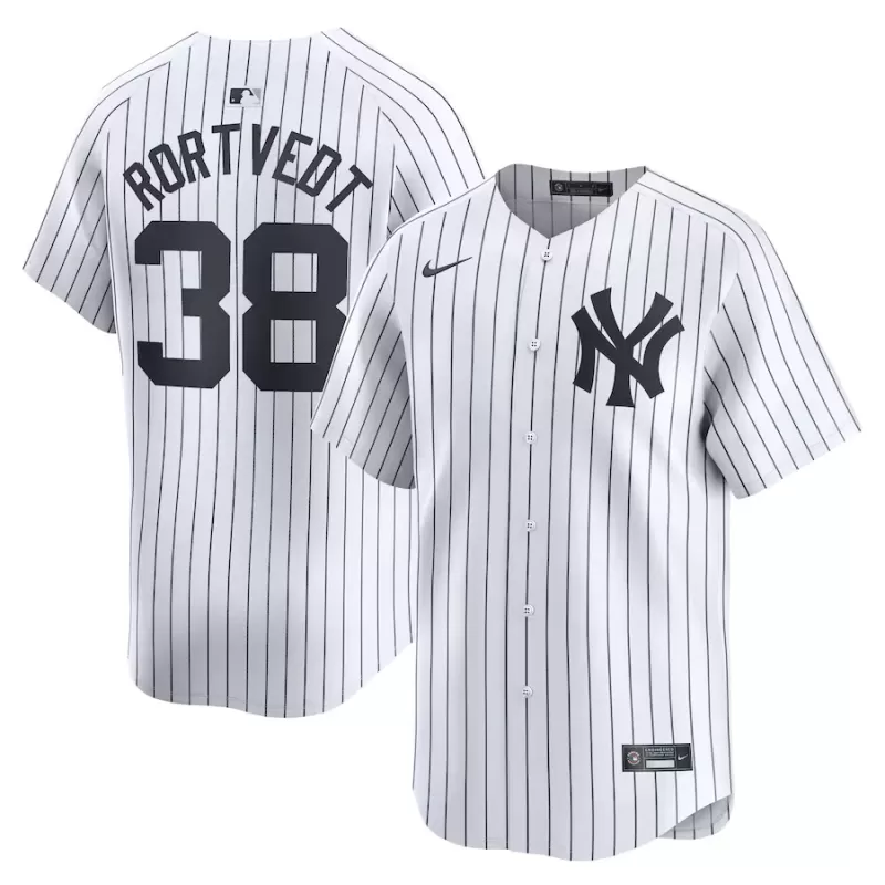 Men's New York Yankees Ben Rortvedt Nike White Home Limited Player Jersey Men's New York Yankees Ben Rortvedt Nike White Home Limited Player Jersey