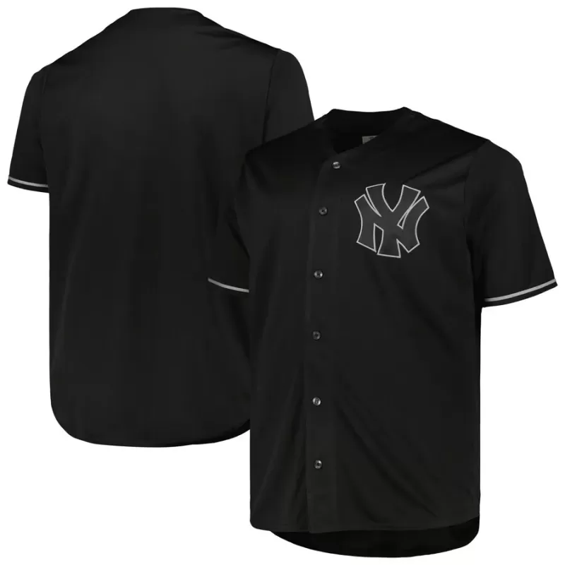 Men's New York Yankees Black/Gray Big & Tall Pop Fashion Jersey Men's New York Yankees Black/Gray Big & Tall Pop Fashion Jersey