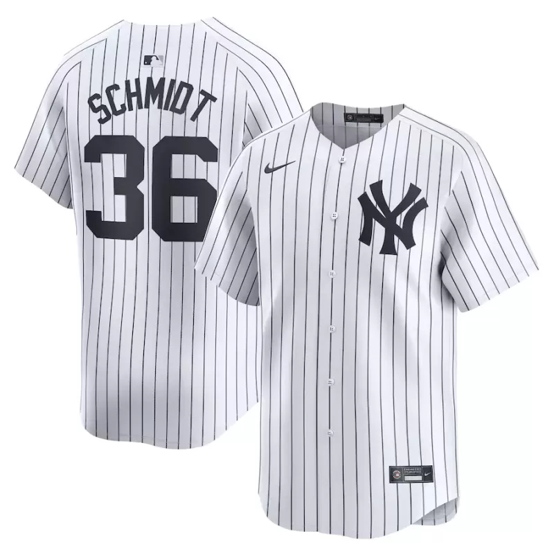 Men's New York Yankees Clarke Schmidt Nike White Home Limited Player Jersey Men's New York Yankees Clarke Schmidt Nike White Home Limited Player Jersey