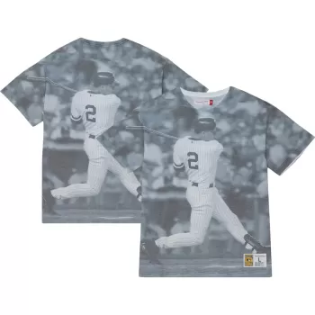Men's New York Yankees Derek Jeter Mitchell & Ness Cooperstown Collection Highlight Sublimated Player Graphic T-Shirt Men's New York Yankees Derek Jeter Mitchell & Ness Cooperstown Collection Highlight Sublimated Player Graphic T-Shirt