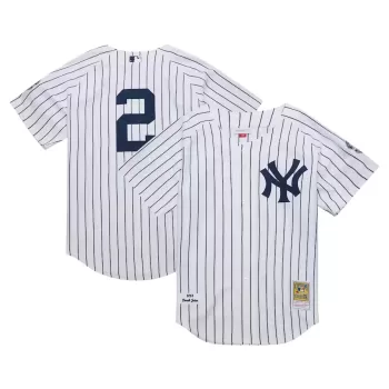 Men's New York Yankees Derek Jeter Mitchell & Ness White 2014 Cooperstown Collection Authentic Throwback Jersey Men's New York Yankees Derek Jeter Mitchell & Ness White 2014 Cooperstown Collection Authentic Throwback Jersey