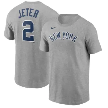 Men's New York Yankees Derek Jeter Nike Gray Name & Number T-Shirt Men's New York Yankees Derek Jeter Nike Gray Name & Number T-Shirt
