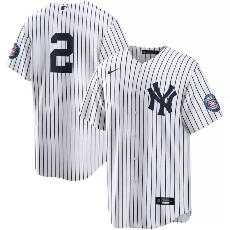 Men's New York Yankees Derek Jeter Nike White/Navy 2020 Hall of Fame Induction Replica Jersey Men's New York Yankees Derek Jeter Nike White/Navy 2020 Hall of Fame Induction Replica Jersey