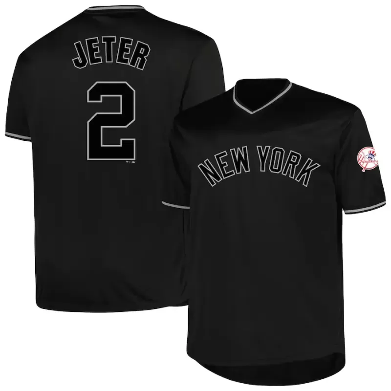 Men's New York Yankees Derek Jeter Profile Black Big & Tall Pop Fashion Player Jersey Men's New York Yankees Derek Jeter Profile Black Big & Tall Pop Fashion Player Jersey