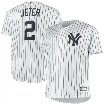 Men's New York Yankees Derek Jeter White Big & Tall Replica Player Jersey Men's New York Yankees Derek Jeter White Big & Tall Replica Player Jersey