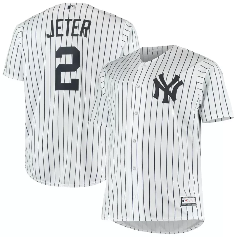 Men's New York Yankees Derek Jeter White Big & Tall Replica Player Jersey Men's New York Yankees Derek Jeter White Big & Tall Replica Player Jersey