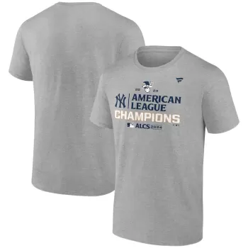 Men's New York Yankees Fanatics Heather Gray 2024 American League Champions Locker Room T-Shirt Men's New York Yankees Fanatics Heather Gray 2024 American League Champions Locker Room T-Shirt