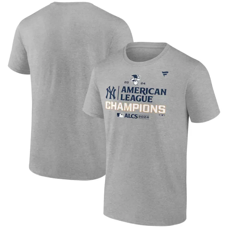 Men's New York Yankees Fanatics Heather Gray 2024 American League Champions Locker Room T-Shirt Men's New York Yankees Fanatics Heather Gray 2024 American League Champions Locker Room T-Shirt