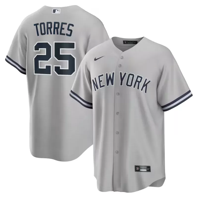 Men's New York Yankees Gleyber Torres Nike Gray Road Replica Player Name Jersey Men's New York Yankees Gleyber Torres Nike Gray Road Replica Player Name Jersey