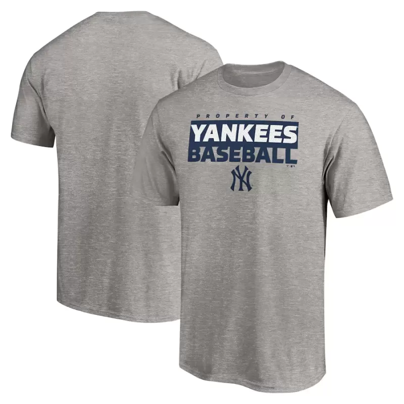Men's New York Yankees Heather Gray Gain Ground T-Shirt Men's New York Yankees Heather Gray Gain Ground T-Shirt