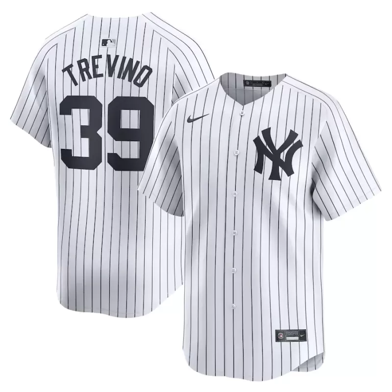 Men's New York Yankees Jose Trevino Nike White Home Limited Player Jersey Men's New York Yankees Jose Trevino Nike White Home Limited Player Jersey