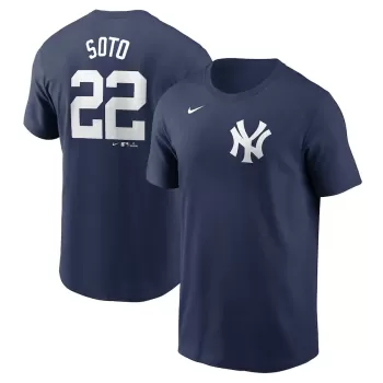 Men's New York Yankees Juan Soto Nike Navy 2024 Fuse Name & Number T-Shirt Men's New York Yankees Juan Soto Nike Navy 2024 Fuse Name & Number T-Shirt