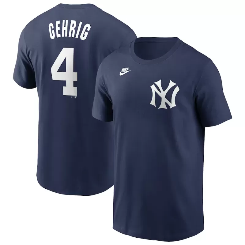 Men's New York Yankees Lou Gehrig Nike Navy Cooperstown Collection Fuse Name & Number T-Shirt Men's New York Yankees Lou Gehrig Nike Navy Cooperstown Collection Fuse Name & Number T-Shirt