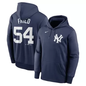 Men's New York Yankees Max Fried Nike Navy Name & Number Pullover Hoodie Men's New York Yankees Max Fried Nike Navy Name & Number Pullover Hoodie