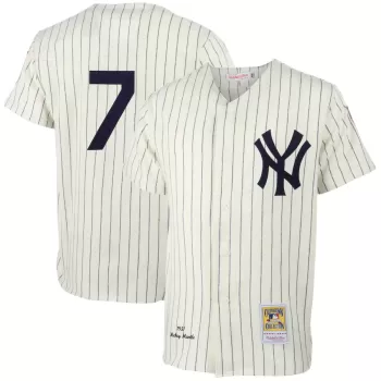 Men's New York Yankees Mickey Mantle Mitchell & Ness Cream 1951 Cooperstown Collection Authentic Jersey Men's New York Yankees Mickey Mantle Mitchell & Ness Cream 1951 Cooperstown Collection Authentic Jersey