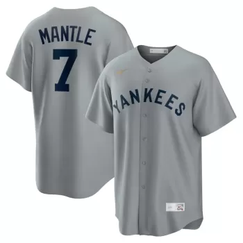 Men's New York Yankees Mickey Mantle Nike Gray Road Cooperstown Collection Player Jersey Men's New York Yankees Mickey Mantle Nike Gray Road Cooperstown Collection Player Jersey
