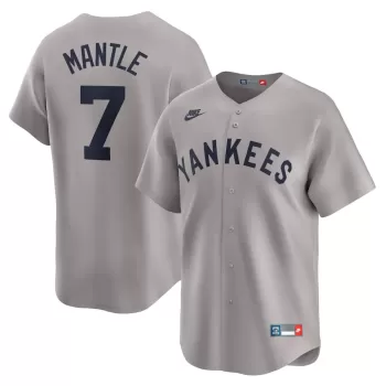 Men's New York Yankees Mickey Mantle Nike Gray Throwback Cooperstown Collection Limited Jersey Men's New York Yankees Mickey Mantle Nike Gray Throwback Cooperstown Collection Limited Jersey