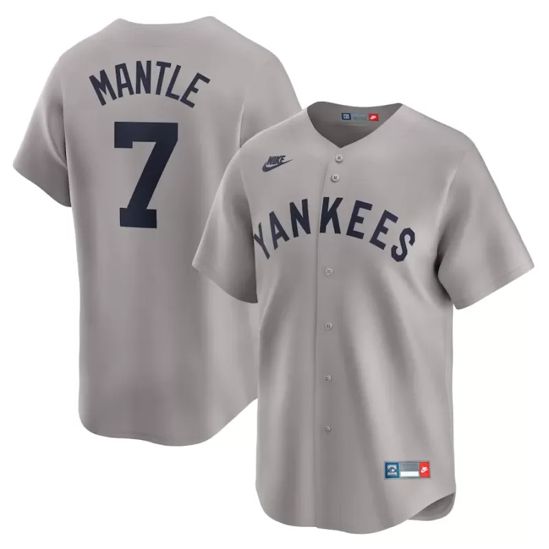 Men's New York Yankees Mickey Mantle Nike Gray Throwback Cooperstown Collection Limited Jersey