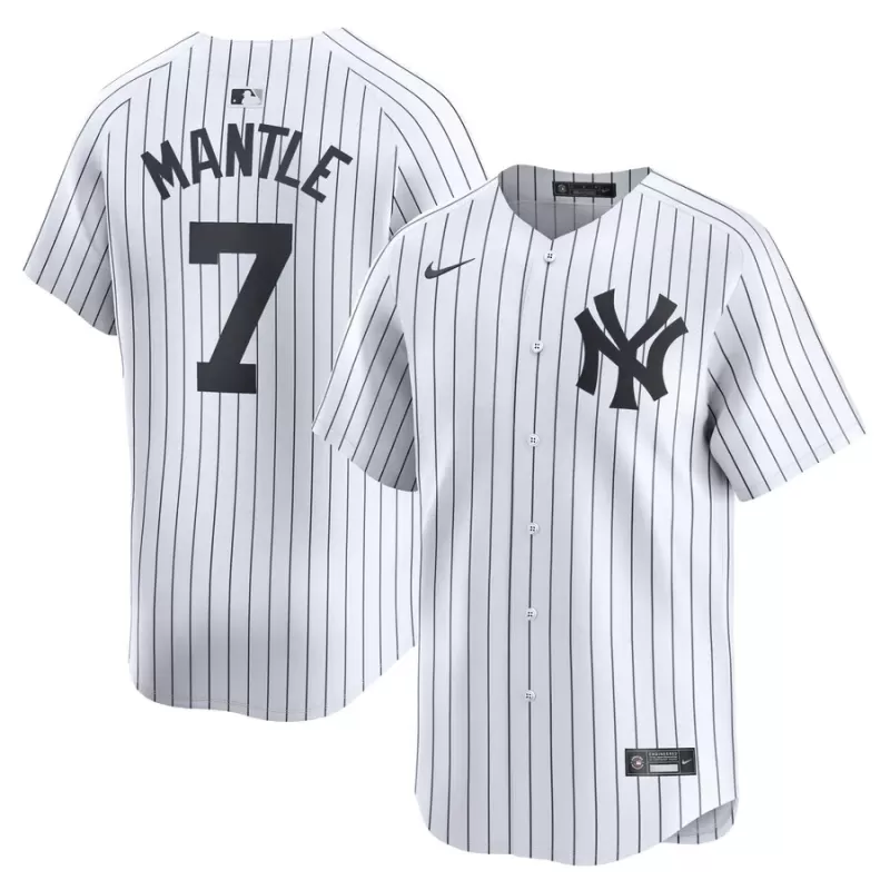 Men's New York Yankees Mickey Mantle Nike White Home Limited Player Jersey Men's New York Yankees Mickey Mantle Nike White Home Limited Player Jersey