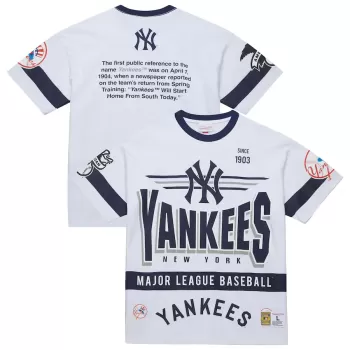 Men's New York Yankees Mitchell & Ness White Cooperstown Collection Team Origins Premium T-Shirt Men's New York Yankees Mitchell & Ness White Cooperstown Collection Team Origins Premium T-Shirt