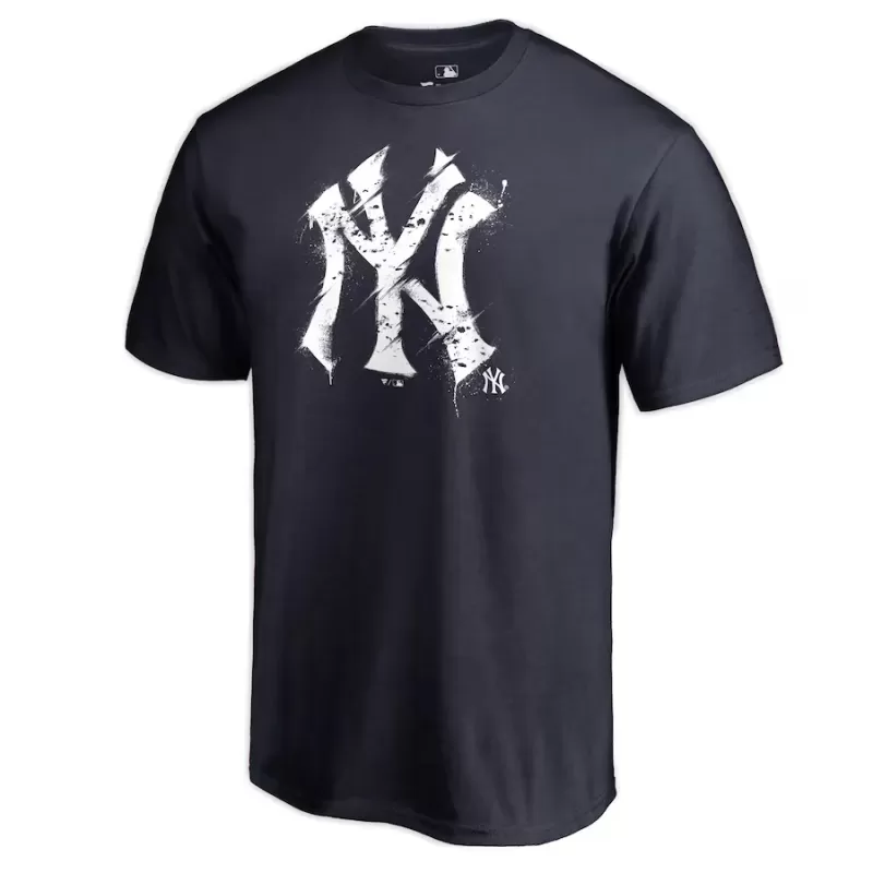 Men's New York Yankees Navy Splatter Logo T-Shirt Men's New York Yankees Navy Splatter Logo T-Shirt