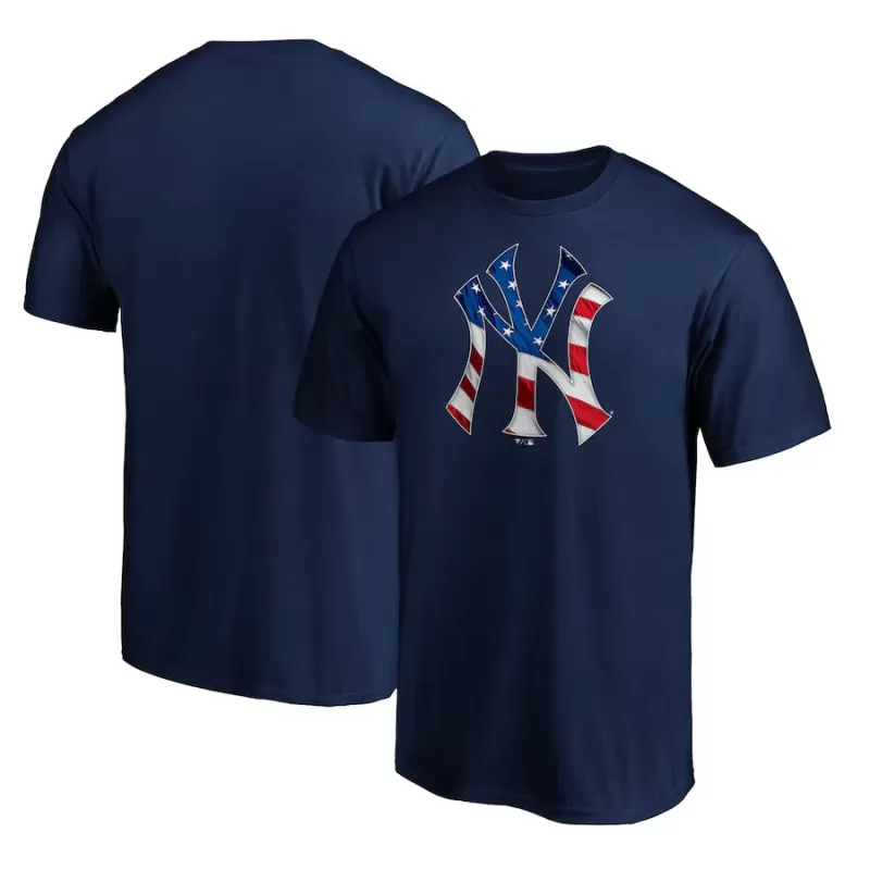 Men's New York Yankees Navy Team Banner Wave T-Shirt Men's New York Yankees Navy Team Banner Wave T-Shirt