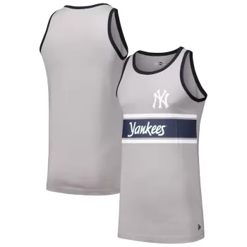 Men's New York Yankees New Era Gray Jersey Ringer Tank Top Men's New York Yankees New Era Gray Jersey Ringer Tank Top