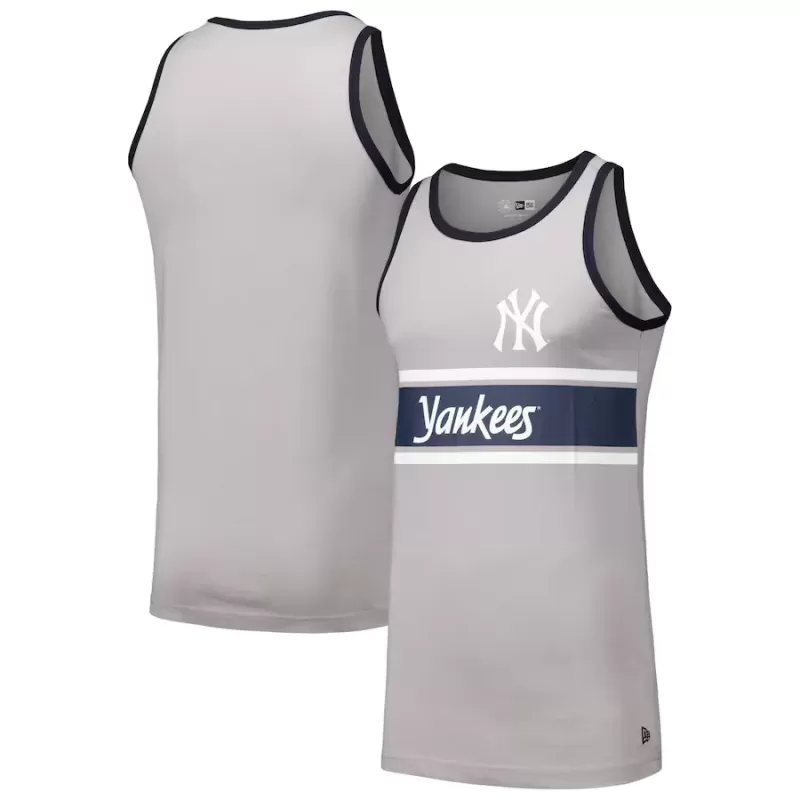 Men's New York Yankees New Era Gray Jersey Ringer Tank Top Men's New York Yankees New Era Gray Jersey Ringer Tank Top