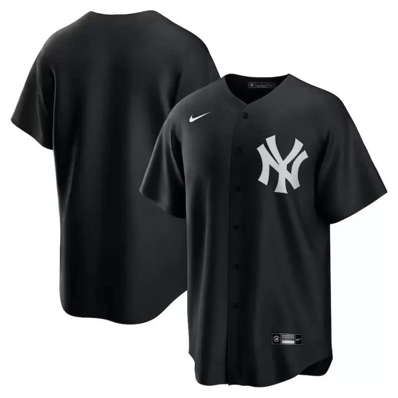 Men's New York Yankees Nike Black/White Official Replica Jersey Men's New York Yankees Nike Black/White Official Replica Jersey