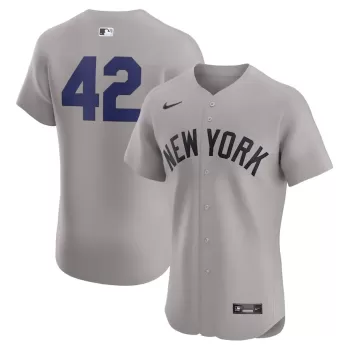 Men's New York Yankees Nike Gray Road 2024 Jackie Robinson Day Elite Jersey Men's New York Yankees Nike Gray Road 2024 Jackie Robinson Day Elite Jersey