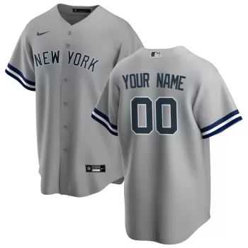Men's New York Yankees Nike Gray Road Replica Custom Jersey Men's New York Yankees Nike Gray Road Replica Custom Jersey