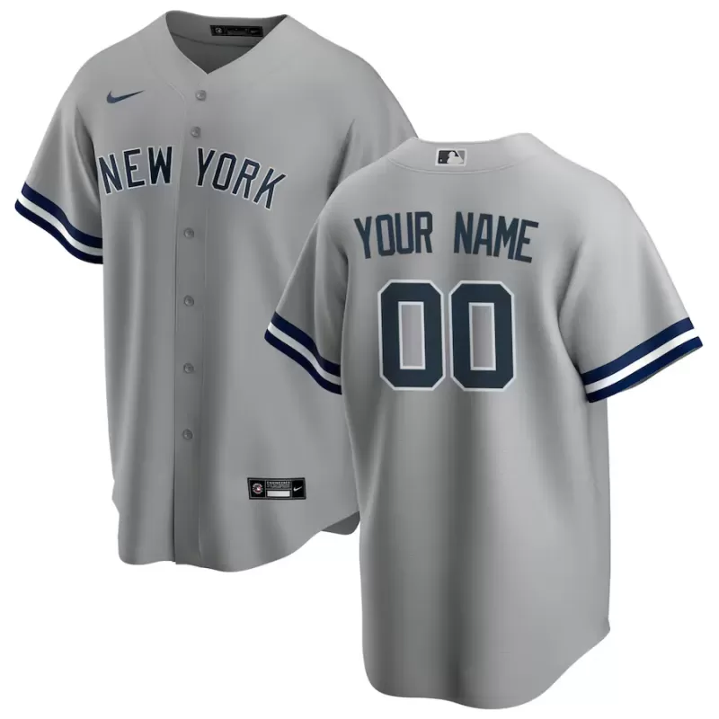 Men's New York Yankees Nike Gray Road Replica Custom Jersey Men's New York Yankees Nike Gray Road Replica Custom Jersey
