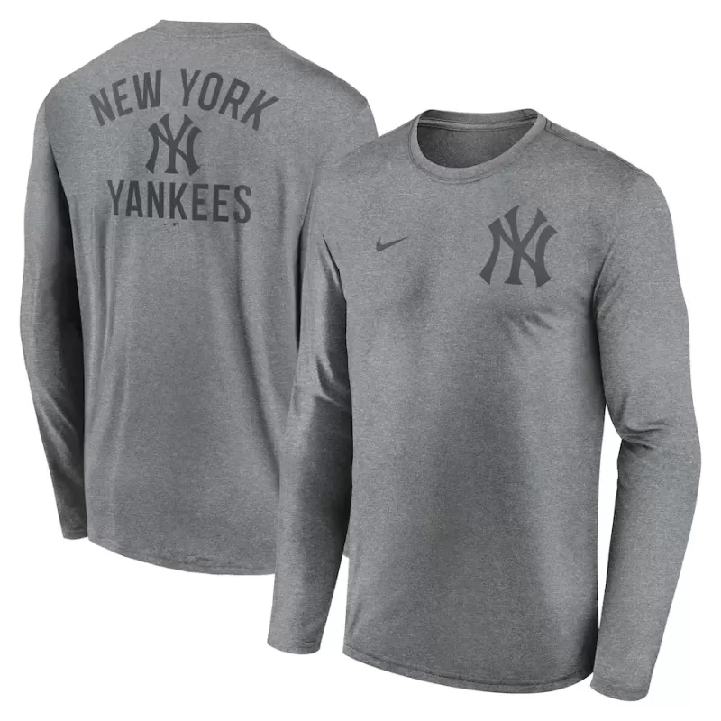 Men's New York Yankees Nike Heather Charcoal 2-Hit Legend Performance Long Sleeve T-Shirt Men's New York Yankees Nike Heather Charcoal 2-Hit Legend Performance Long Sleeve T-Shirt