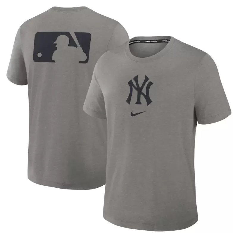 Men's New York Yankees Nike Heather Charcoal Authentic Collection Early Work Tri-Blend Performance T-Shirt Men's New York Yankees Nike Heather Charcoal Authentic Collection Early Work Tri-Blend Performance T-Shirt