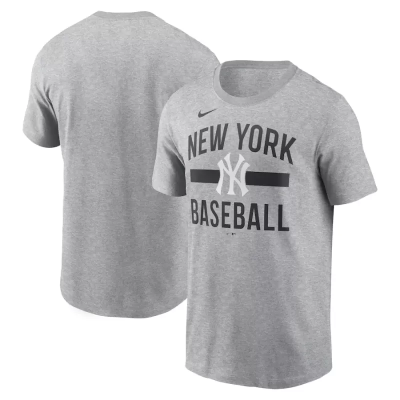 Men's New York Yankees Nike Heather Gray Arched T-Shirt Men's New York Yankees Nike Heather Gray Arched T-Shirt